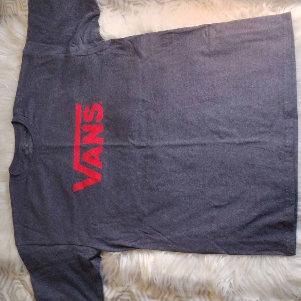 Vans tee short sleeve blue with red logo sz L